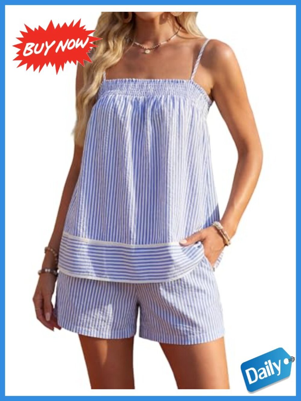 Women's Two Piece Matching Shorts Set Peplum Camisole with Pockets Summer